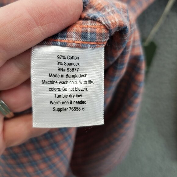 Mutual Weave Red Check Small Men's Button Up Long Sleeve Pocket - Picture 6 of 8